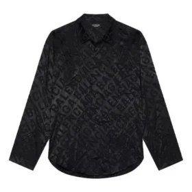 Camisa minimalista con logo por toda la prenda «Negro» 681812TLO581000