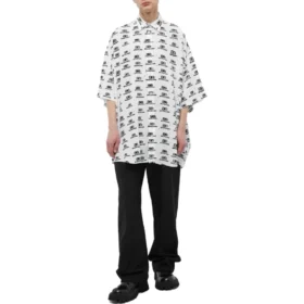 Camisa oversize con logotipo BB «Blanco Negro» 725382TNL889040