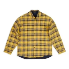 Camisa oversize reversible a cuadros «Amarillo Azul» 720105TNM277660