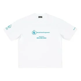 Camiseta Balenciaga x WFP, corte mediano «White» 612966TMVL29086