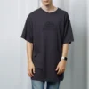 Camiseta BB de punto entrelazado lavada y de talla grande «Azul marino y negro» 583214TFV658060