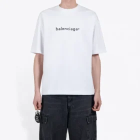 Camiseta blanca de manga corta y cómoda con estampado del logotipo de Balenciaga para hombre 612966TIV549040