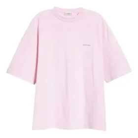 Camiseta básica con letras, logo pequeño, manga corta, rosa 571205TEV182014