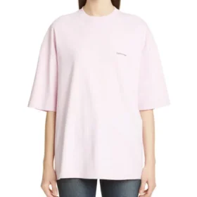 Camiseta básica con letras, logo pequeño, manga corta, rosa 571205TEV182014
