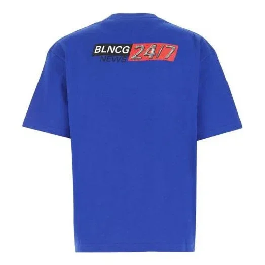 Camiseta casual de algodón, de color liso, cómoda, talla grande, manga corta, azul 612966TIVD14066