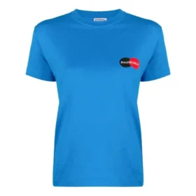 Camiseta casual de manga corta con logo de letras, azul, 612964TIV797601