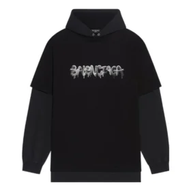 Camiseta con capucha de manga larga doble Slime «Negro» 681029TLVF11069