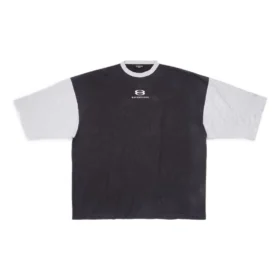 Camiseta con logo de manga 3/4 «Negro lavado, gris jaspeado» 699190TMVC81208