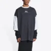 Camiseta con logo de manga 3/4 «Negro lavado, gris jaspeado» 699190TMVC81208