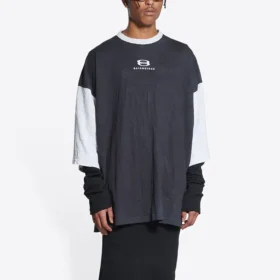 Camiseta con logo de manga 3/4 «Negro lavado, gris jaspeado» 699190TMVC81208