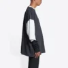 Camiseta con logo de manga 3/4 «Negro lavado, gris jaspeado» 699190TMVC81208