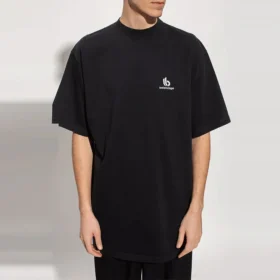 Camiseta con logo deportivo B, corte holgado «Negro» 681045TLVN11070