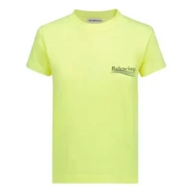 Camiseta con logotipo impreso, cuello redondo, amarilla 612964TJVF77110