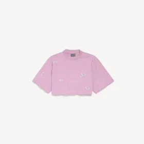 Camiseta corta para mujer «520 stickers» en rosa viejo/blanco