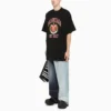 Camiseta de algodón con estampado del logotipo universitario «Negro» 676589TLV898067