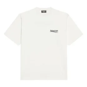 Camiseta de cuello redondo con bordado para Political Campaign, corte grande «Blanco» 641655TKVJ19084