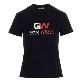 Camiseta de cuello redondo con estampado de logotipo, color negro 612964TIVD51000