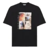 Camiseta de cuello redondo con estampado, negra 641532TJVG81000