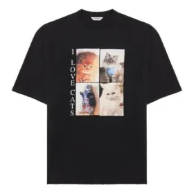 Camiseta de cuello redondo con estampado, negra 641532TJVG81000