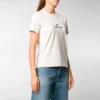 Camiseta de cuello redondo con logotipo, gris/blanco 612964TJVD99054