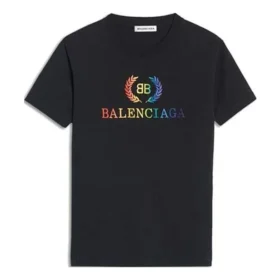 Camiseta de cuello redondo y manga corta con logotipo en degradado arcoíris, color negro 570814TEV531000