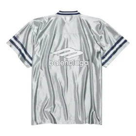 Camiseta de fútbol 3B con cuello en V brillante, oversize «Gris-Blanco» 857113TTVQ71461