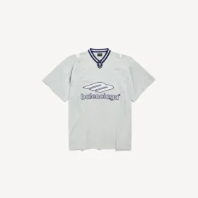 Camiseta de fútbol para hombre 3b con cuello en V, oversize, en gris/blanco