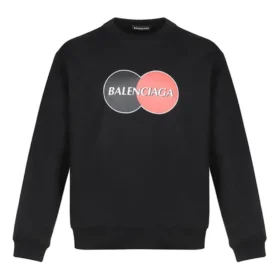 Camiseta de hombre Balenciaga con estampado del logotipo, cuello redondo y mangas largas, color negro 583258TIV801000