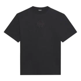 Camiseta de hombre Balenciaga Temporada Primavera-Verano 2021 con estampado del logotipo, holgada, cuello redondo y manga corta, color negro 641675TKV711069