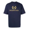 Camiseta de hombre con logotipo de Balenciaga, cuello redondo y manga corta, azul marino 535622TAV044128