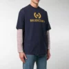 Camiseta de hombre con logotipo de Balenciaga, cuello redondo y manga corta, azul marino 535622TAV044128