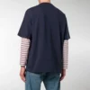 Camiseta de hombre con logotipo de Balenciaga, cuello redondo y manga corta, azul marino 535622TAV044128