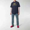 Camiseta de hombre con logotipo de Balenciaga, cuello redondo y manga corta, azul marino 535622TAV044128