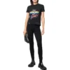 Camiseta de jersey con gráfico desgastado, corte pequeño, «Washed Black» 612964TMVH31055