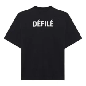 Camiseta de manga corta ancha con letras impresas, color negro 641532TJVL41000