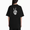 Camiseta de manga corta con estampado Drip Peace, talle grande, colección SS21, color negro 641655TKVA11012