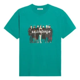 Camiseta de manga corta holgada con logo impreso de banda en estilo retro, color verde 612965TIV473640 Camiseta de manga corta holgada con logo impreso de banda en estilo retro, color verde 612965TIV473640