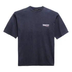 Camiseta de manga corta para hombre Balenciaga con estampado de Political Campaign, azul marino 570803TAV444128 Camiseta de manga corta para hombre Balenciaga con estampado de Political Campaign, azul marino 570803TAV444128