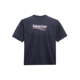 Camiseta de manga corta para hombre Balenciaga con estampado de Political Campaign, azul marino 570803TAV444128 Camiseta de manga corta para hombre Balenciaga con estampado de Political Campaign, azul marino 570803TAV444128