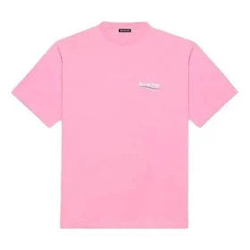 Camiseta de manga corta para hombre Balenciaga con estampado del logotipo, color rosa, 641675TJVF75713 Camiseta de manga corta para hombre Balenciaga con estampado del logotipo, color rosa, 641675TJVF75713