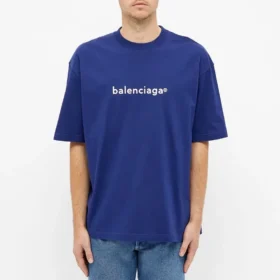 Camiseta de manga corta para hombre con el logotipo «Alphabet» de Balenciaga, azul, 612966TIV541195 Camiseta de manga corta para hombre con el logotipo «Alphabet» de Balenciaga, azul, 612966TIV541195