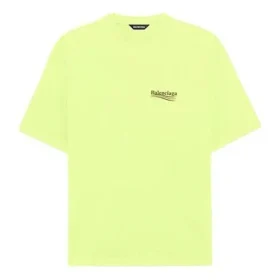 Camiseta de manga corta para hombre con estampado del logotipo de Balenciaga, color amarillo, 641675TJVF77110 Camiseta de manga corta para hombre con estampado del logotipo de Balenciaga, color amarillo, 641675TJVF77110