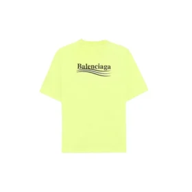 Camiseta de manga corta para hombre con estampado del logotipo de Balenciaga, color amarillo, 641675TJVF77110 Camiseta de manga corta para hombre con estampado del logotipo de Balenciaga, color amarillo, 641675TJVF77110