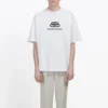 Camiseta de manga corta para hombre de Balenciaga, blanca con el logotipo BB y estampado clásico, 570803TEV489044