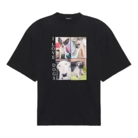 Camiseta de manga corta retro con estampado SS21, color negro 641614TJVH11000