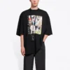 Camiseta de manga corta retro con estampado SS21, color negro 641614TJVH11000