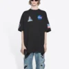 Camiseta de manga corta retro espacial de colaboración Balenciaga x NASA «Negro» 651795TKVD71070