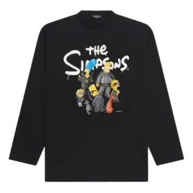 Camiseta de manga larga Balenciaga x LOS SIMPSONS, corte grande «Negro» 681046TLVG70100