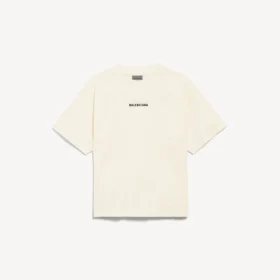Camiseta de mujer Balenciaga con diseño en la espalda, corte medio, en color crema