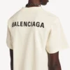 Camiseta de mujer Balenciaga con diseño en la espalda, corte medio, en color crema